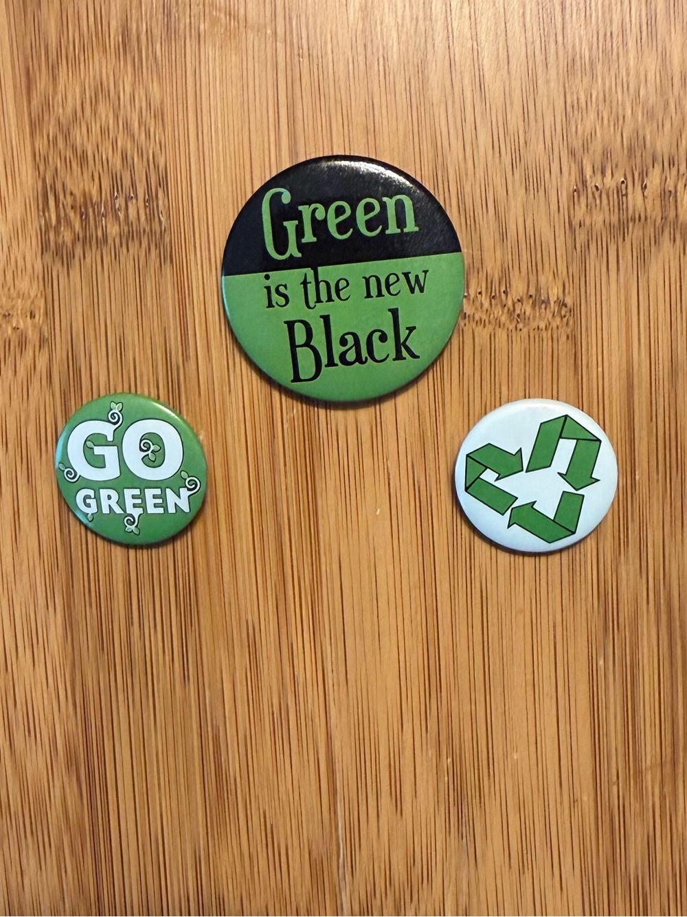 Go Green Eco-Friendly Pinback Button Set (3-Pack) - - Picture 10 of 12